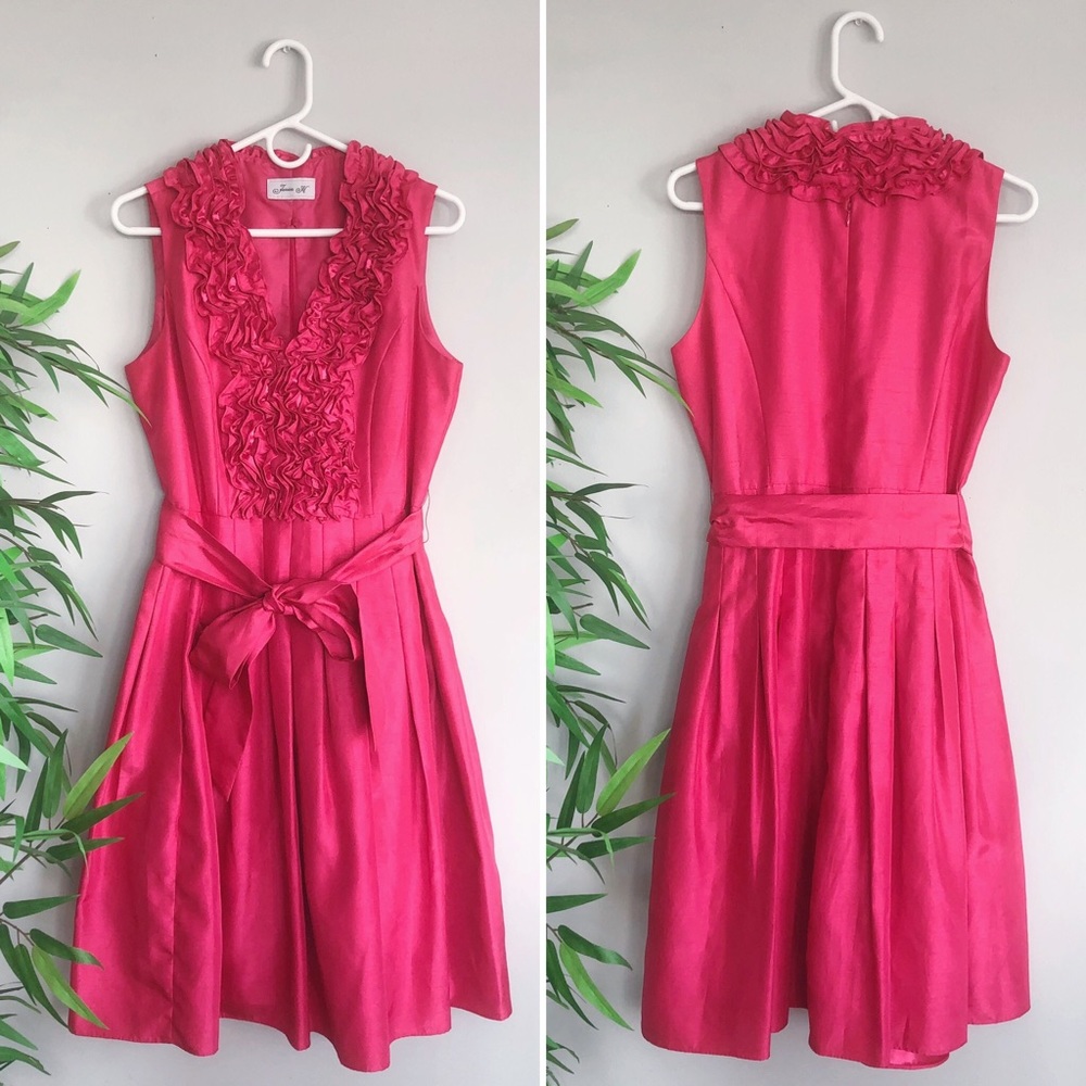 Jessica Howard Pink Ruffle Fit & Flare Dress